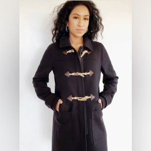 J. Crew Melton Wool Duffle Toggle Coat. Black . Wooden toggles closure. $249
